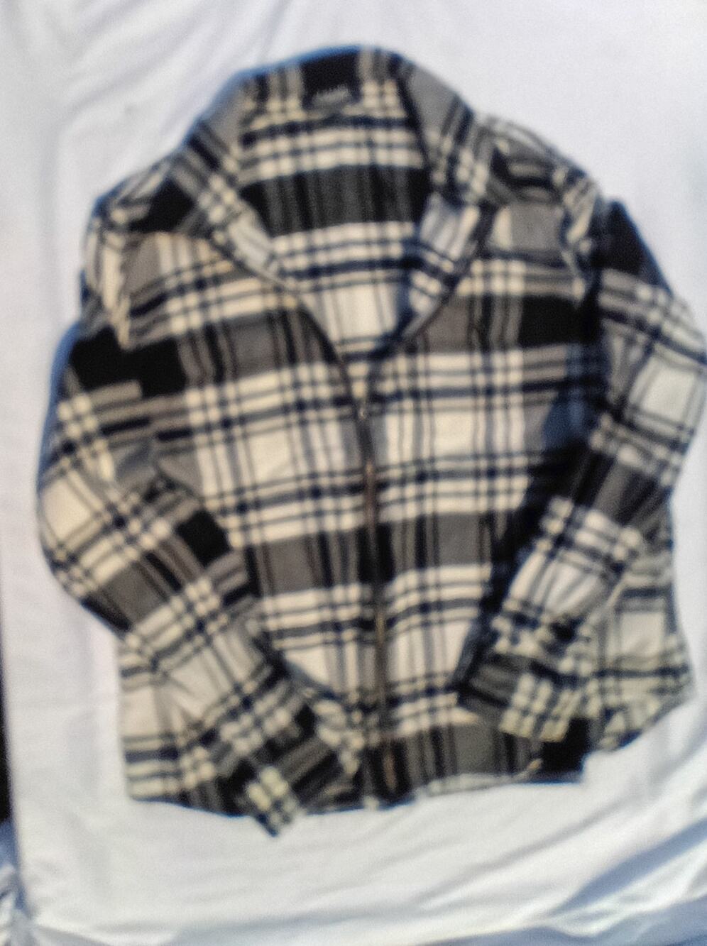Chaps Flannel Plaid Black And White Zip Up unisex Jacket